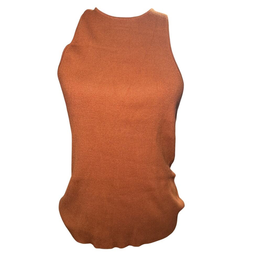Madewell Ribbed Knit High Neck Tank Top, Cinnamon Brown, Women's XL